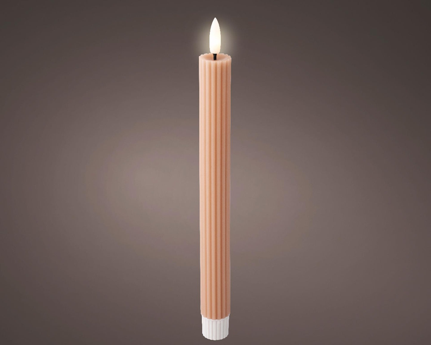 Lumineo LED bougie de dîner cire nervurée rose clair 2 pcs