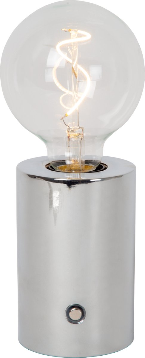 Lucide vivo - lampe de table rechargeable - batterie - ø 8 cm - LED dimmable - E27 - 1x1W 2700K - chrome