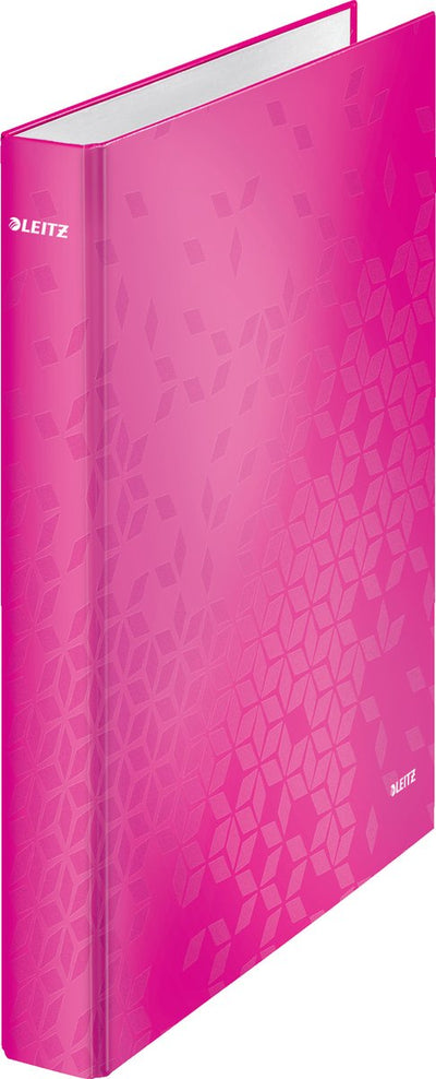 Classeur à anneaux plastifié Leitz wow - 4 anneaux - largeur de dos 40 mm - rose