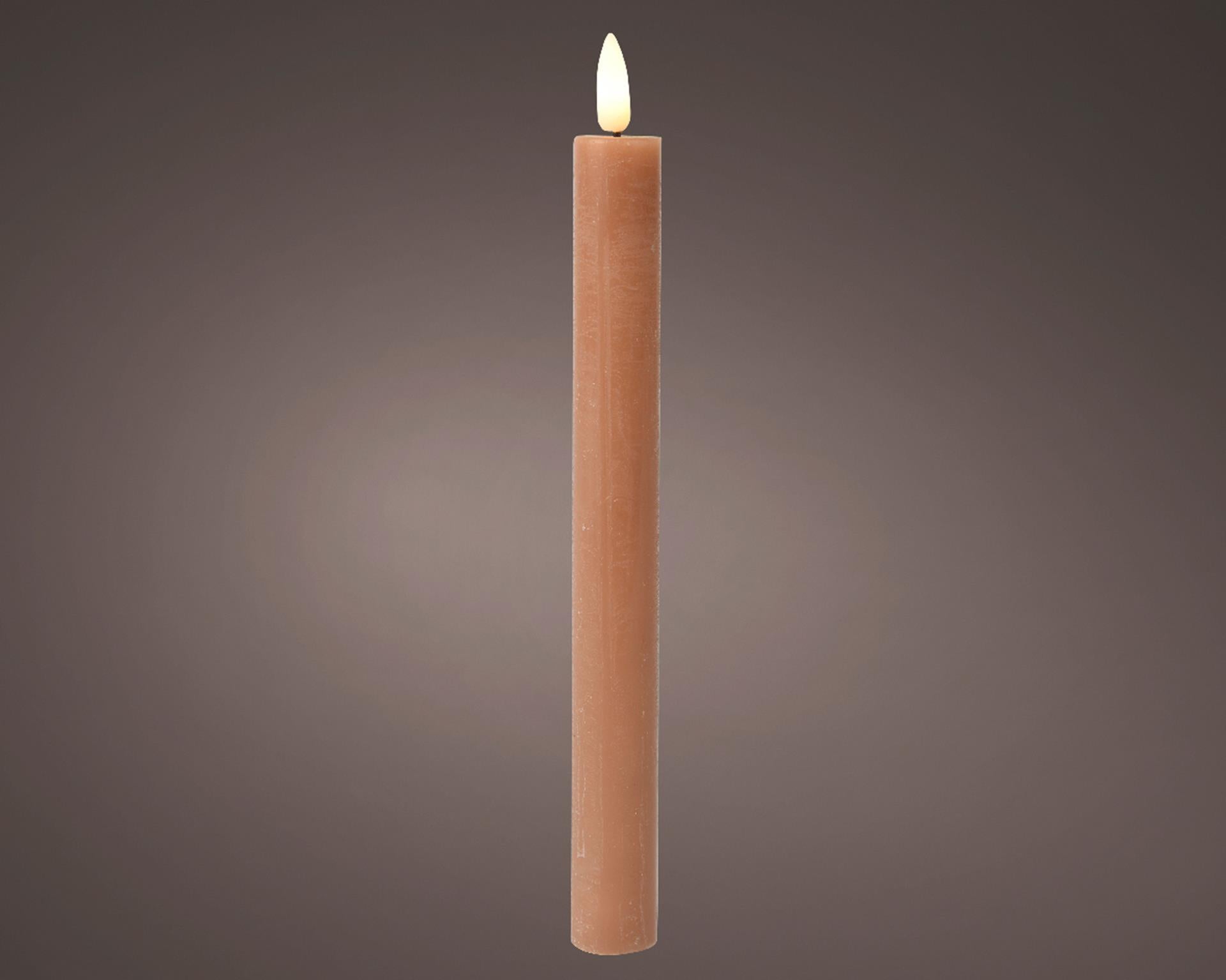 Lumineo set de bougies de table flamme LED 24cm marron 2 pièces