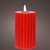 Bougie Lumineo LED flamme nervurée 15cm rouge