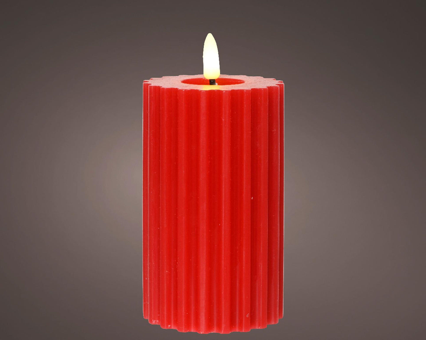 Bougie Lumineo LED flamme nervurée 15cm rouge