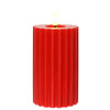 Bougie Lumineo LED flamme nervurée 15cm rouge