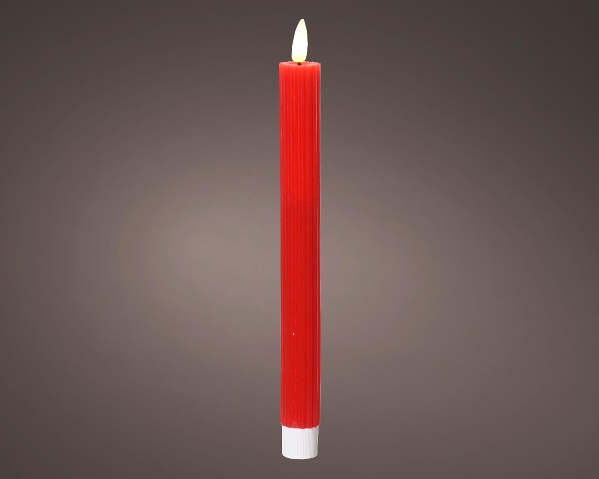 Lumineo bougie de table LED nervurée 24cm rouge 2 pcs.