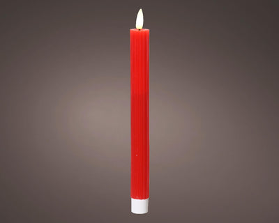 Lumineo bougie de table LED nervurée 24cm rouge 2 pcs.