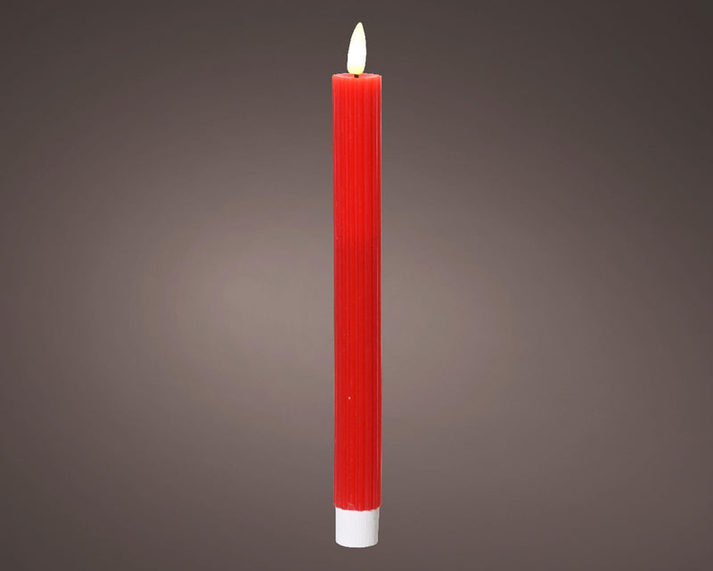 Lumineo bougie de table LED nervurée 24cm rouge 2 pcs.