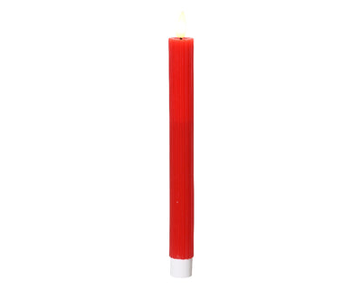 Lumineo bougie de table LED nervurée 24cm rouge 2 pcs.