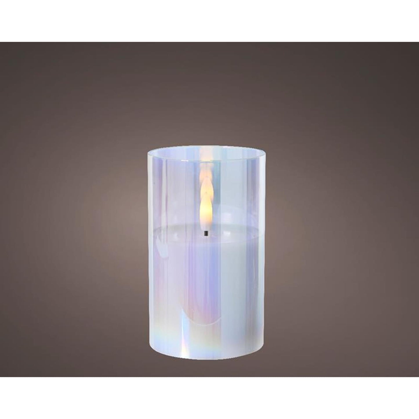 Bougie Lumineo LED en verre irisé 12,5cm