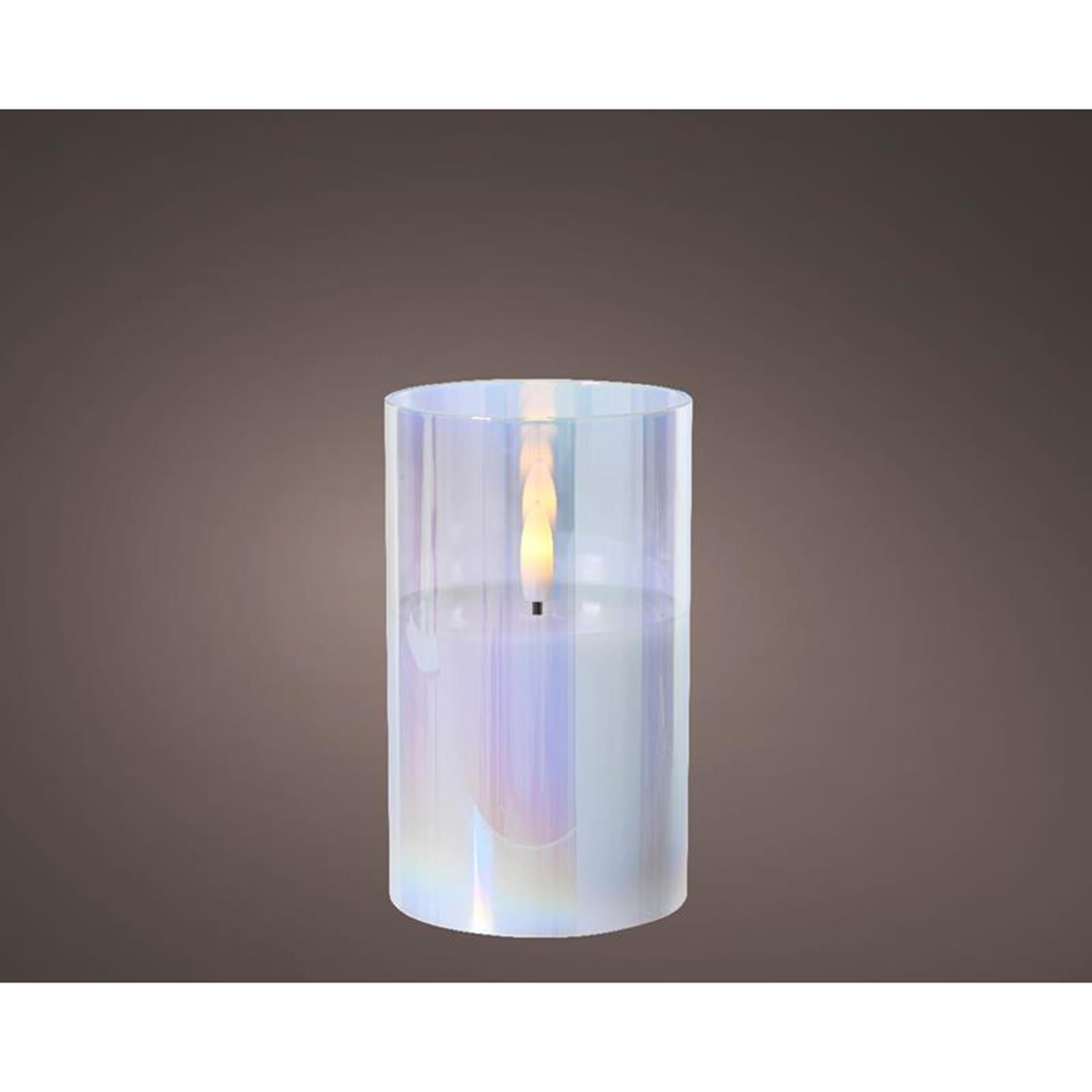 Bougie Lumineo LED en verre irisé 12,5cm