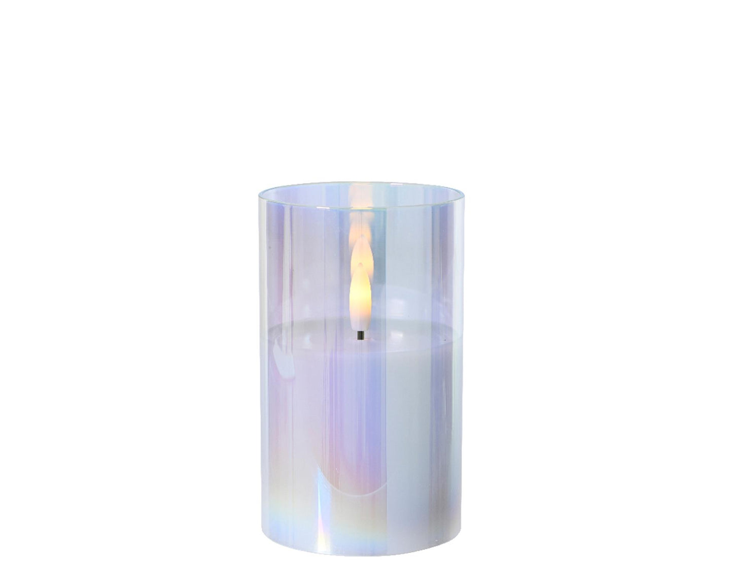 Bougie Lumineo LED en verre irisé 12,5cm