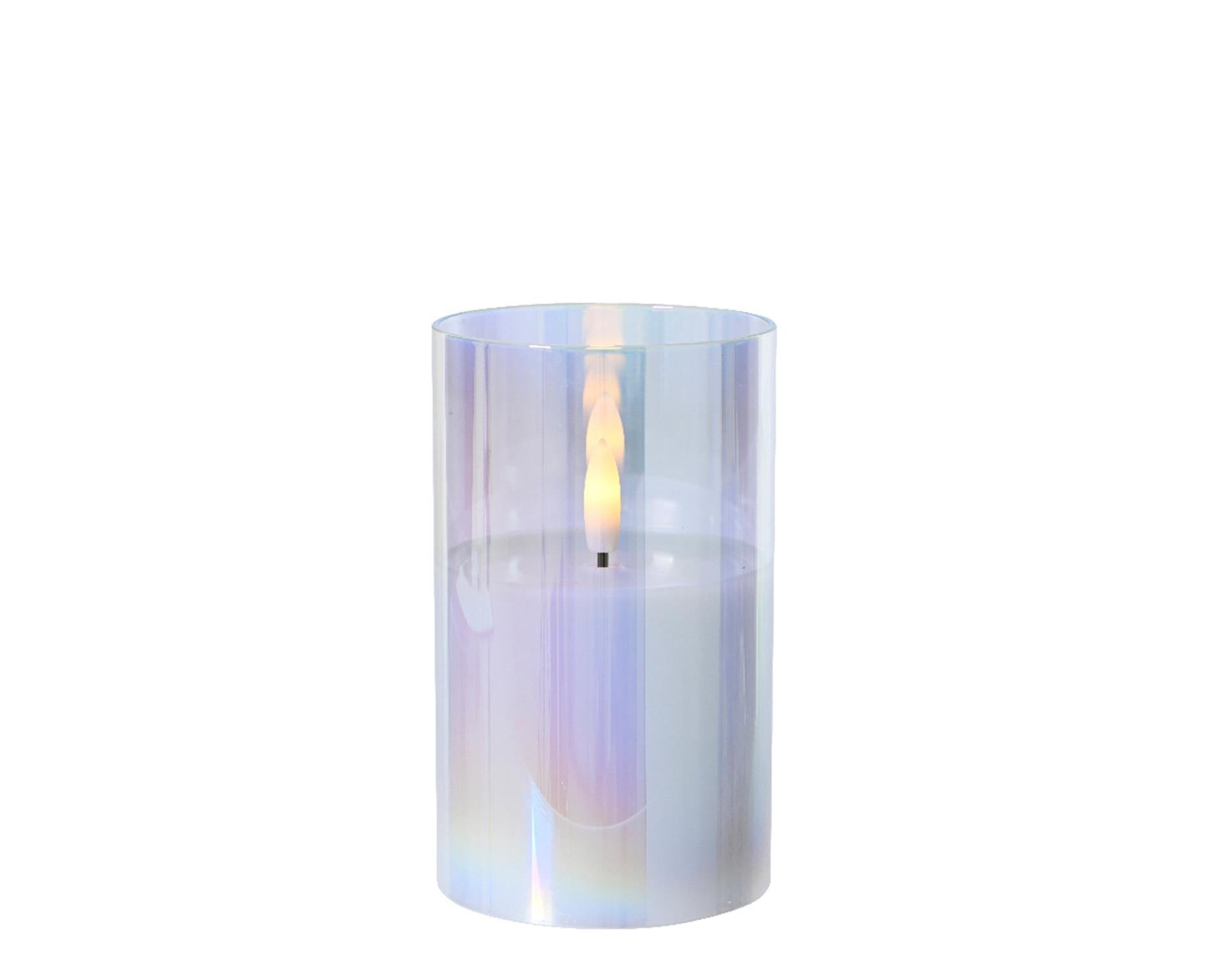 Bougie Lumineo LED en verre irisé 12,5cm