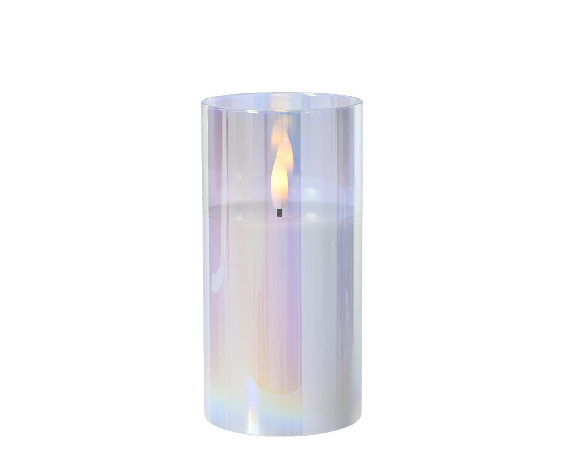 Bougie Lumineo LED en verre irisé 15cm