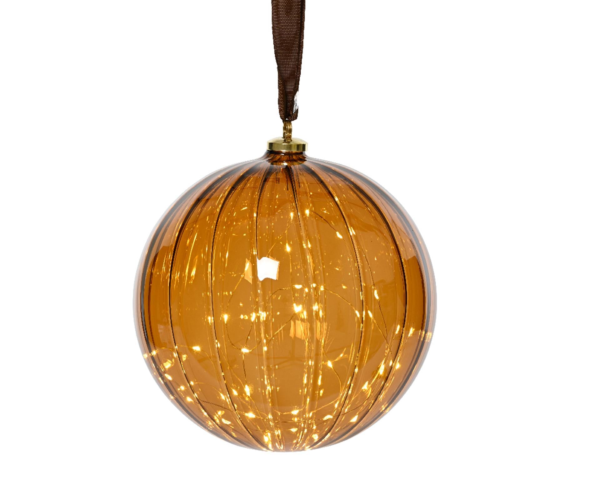 Lumineo boule LED verre dia 14cm marron blanc chaud