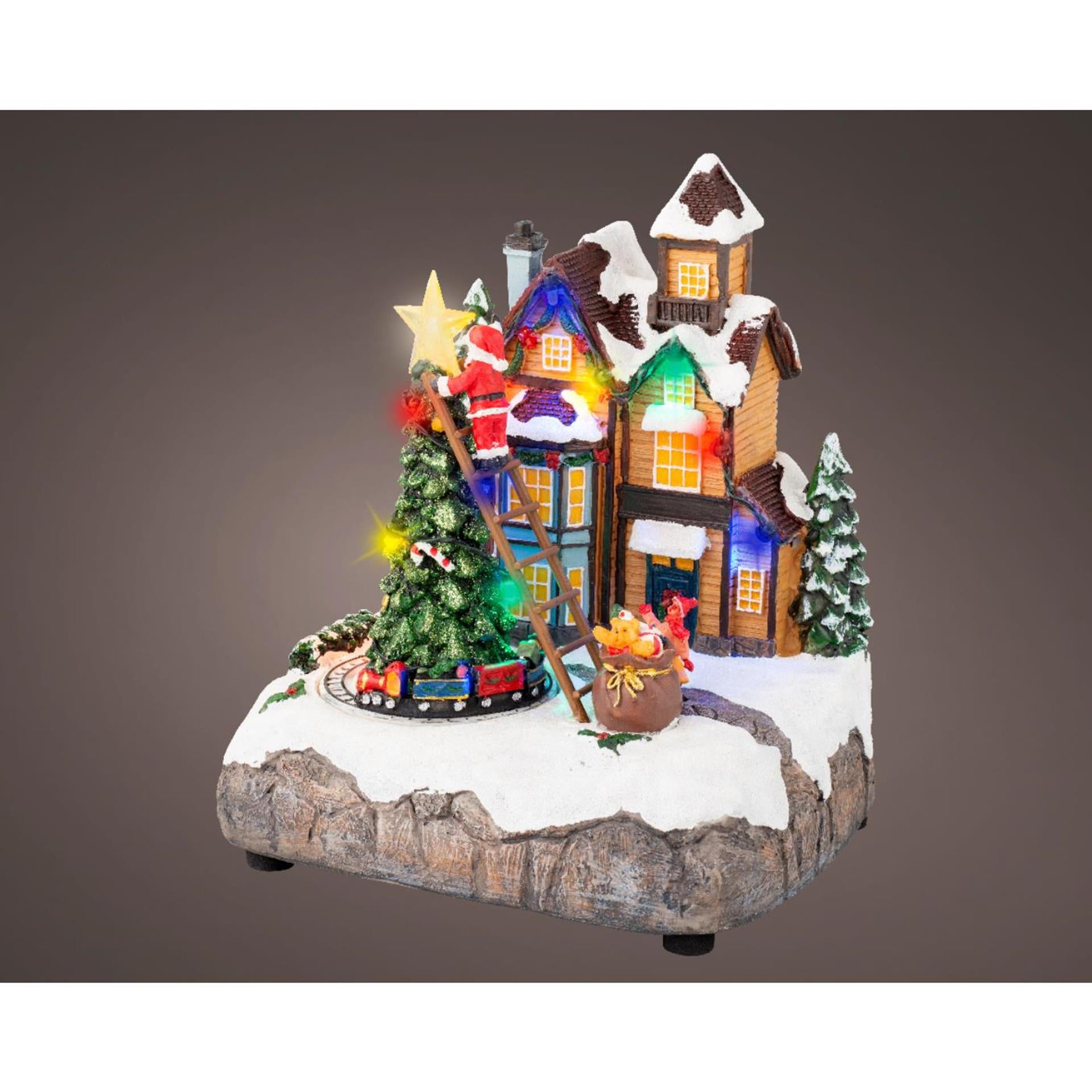 Lumineo Scène de Noël Sapin de Noël LED 16x19x22cm