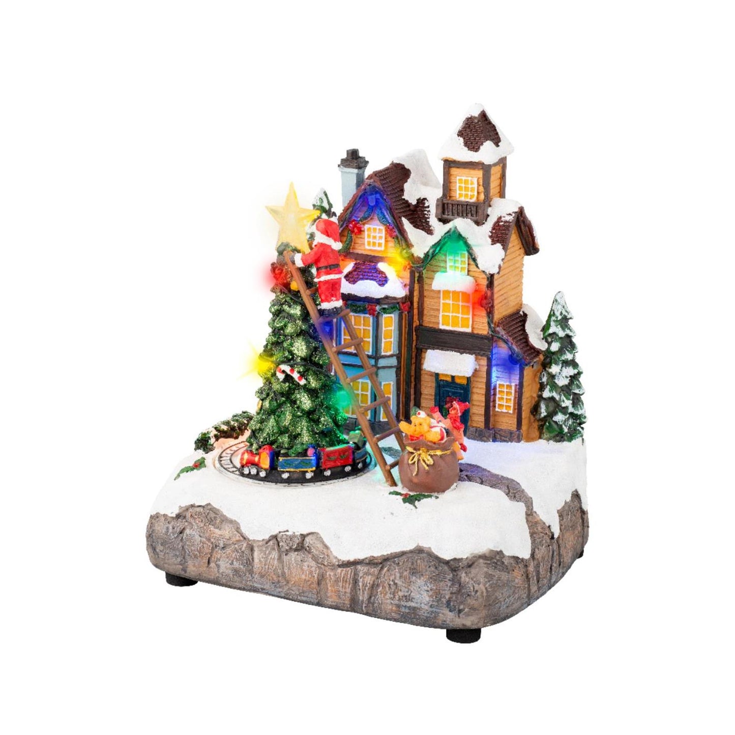 Lumineo Scène de Noël Sapin de Noël LED 16x19x22cm