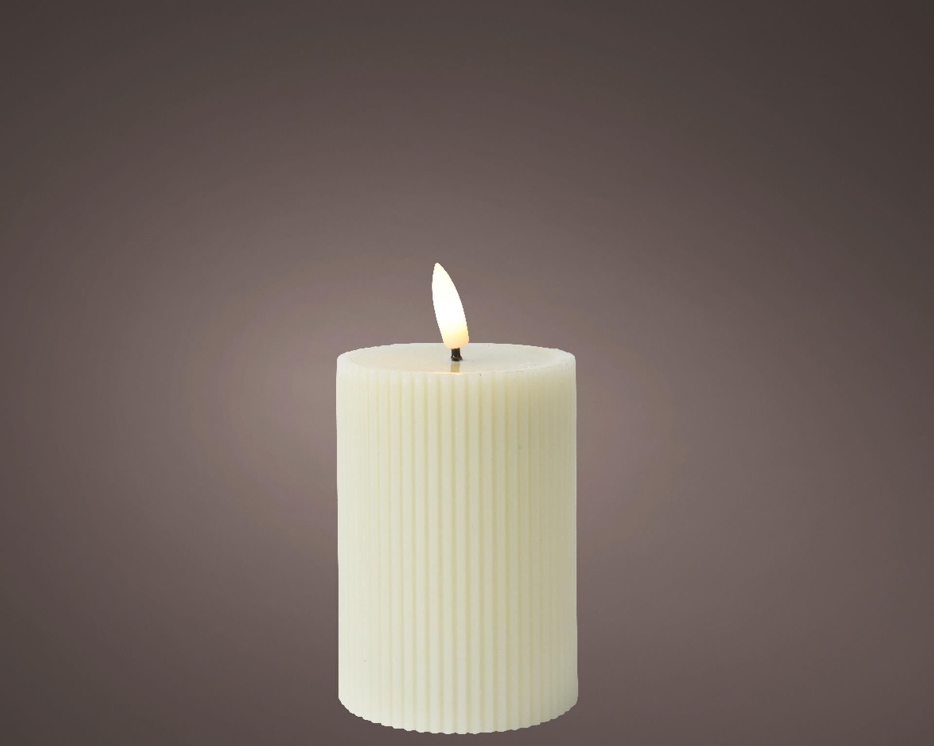 Bougie Lumineo led flamme nervurée h13cm crème