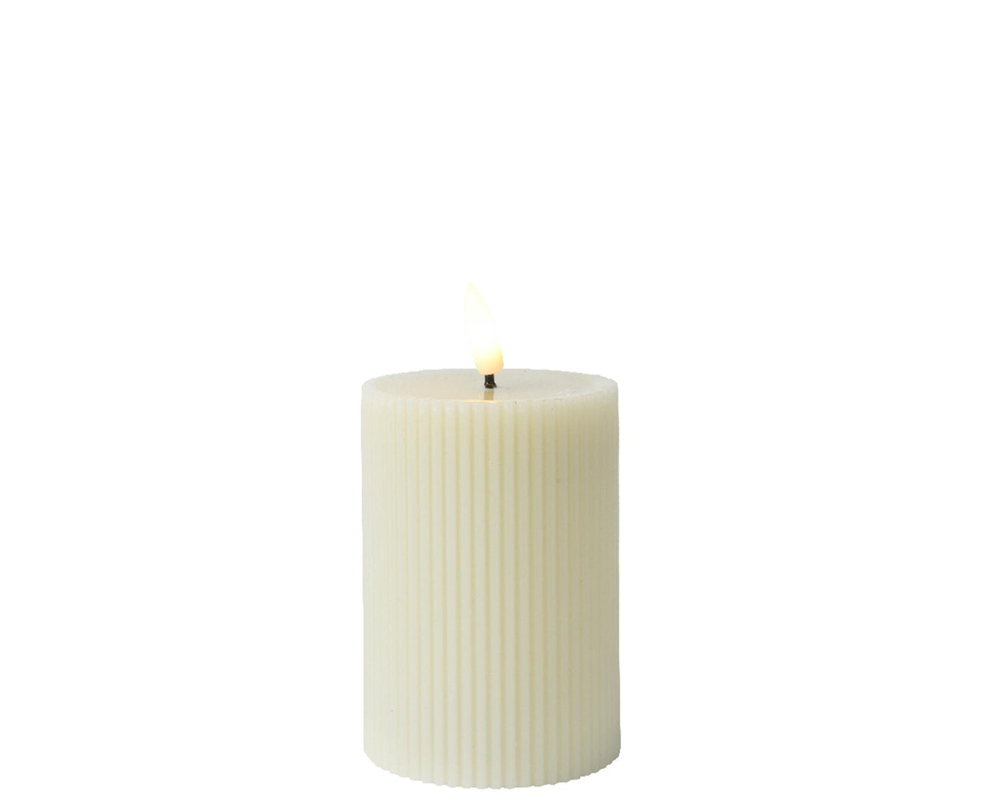 Bougie Lumineo led flamme nervurée h13cm crème