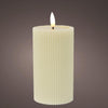 Bougie Lumineo LED flamme nervurée 15,5cm crème