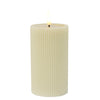 Bougie Lumineo LED flamme nervurée 15,5cm crème
