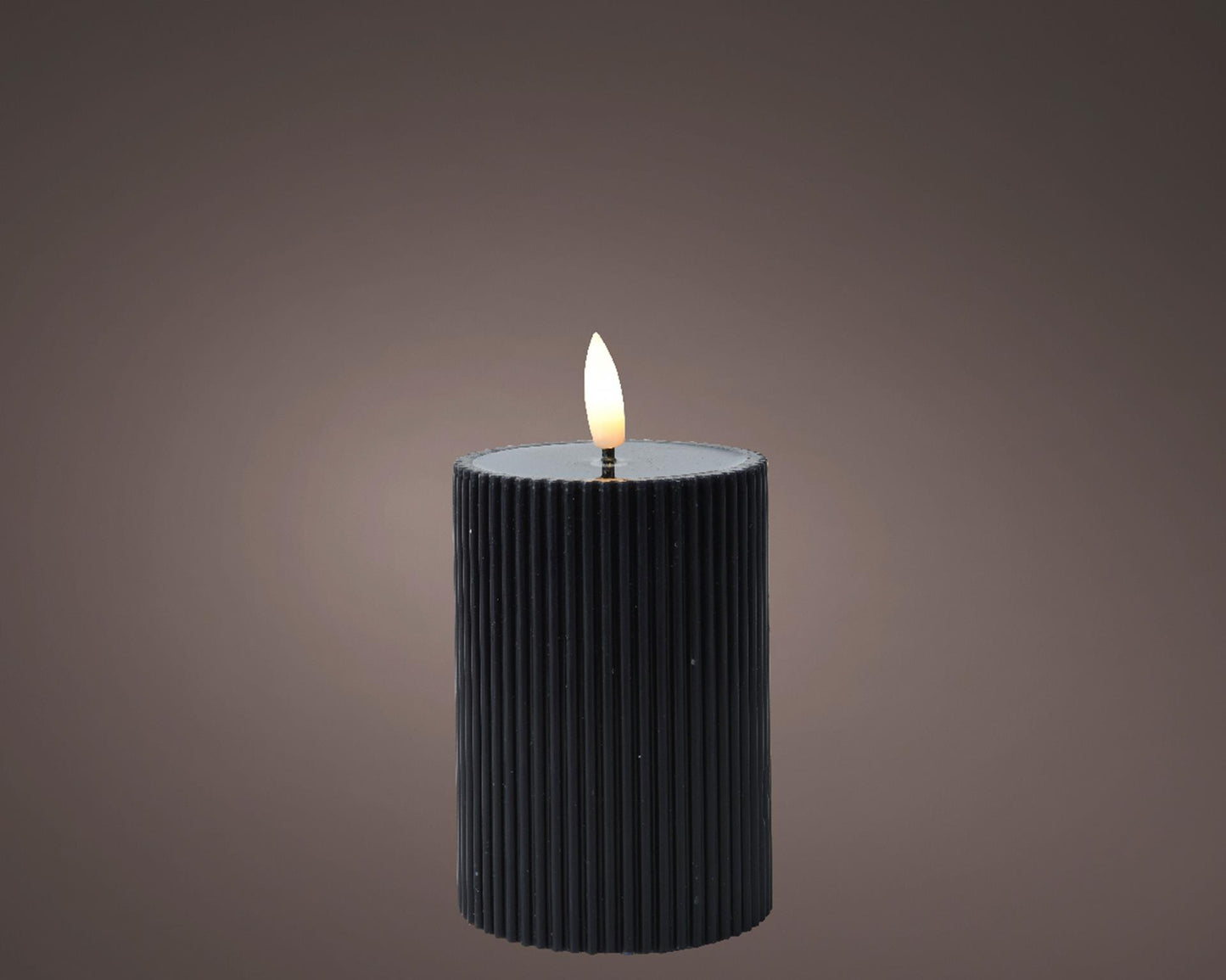 Bougie Lumineo led flamme nervurée h13cm noir