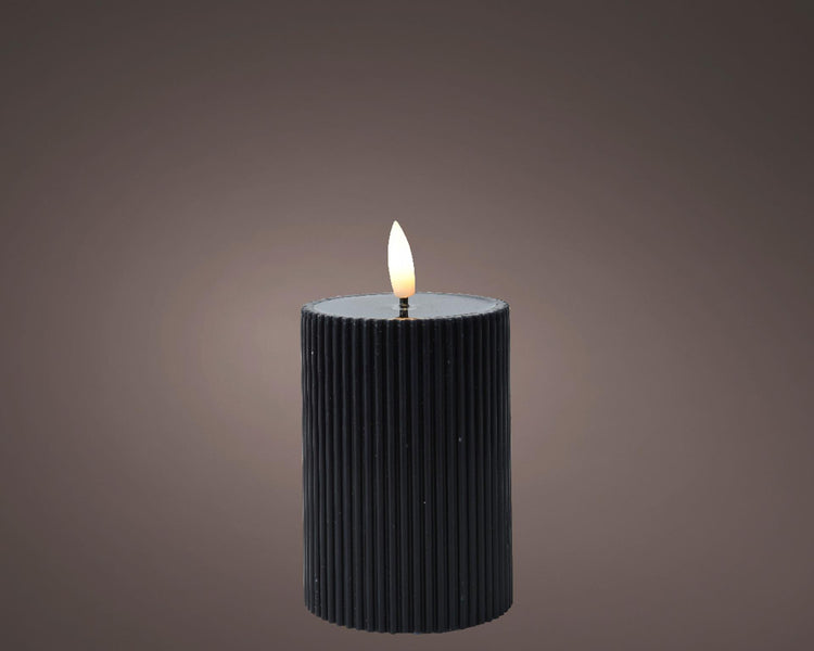 Bougie Lumineo led flamme nervurée h13cm noir