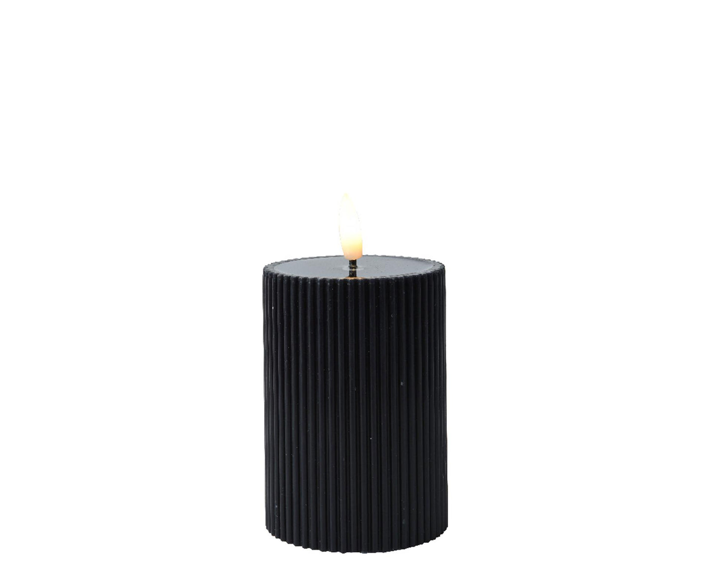 Bougie Lumineo led flamme nervurée h13cm noir