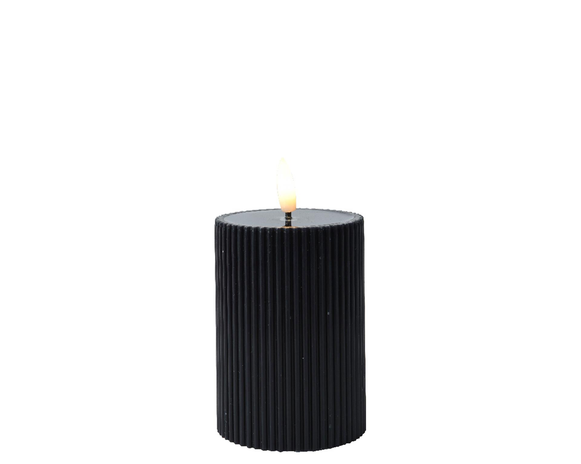 Bougie Lumineo led flamme nervurée h13cm noir