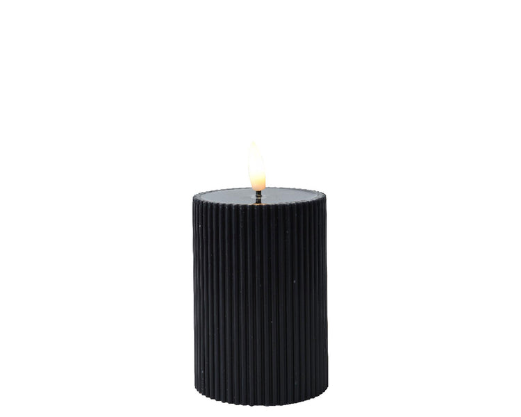 Bougie Lumineo led flamme nervurée h13cm noir