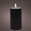 Bougie Lumineo LED flamme nervurée 15cm noir