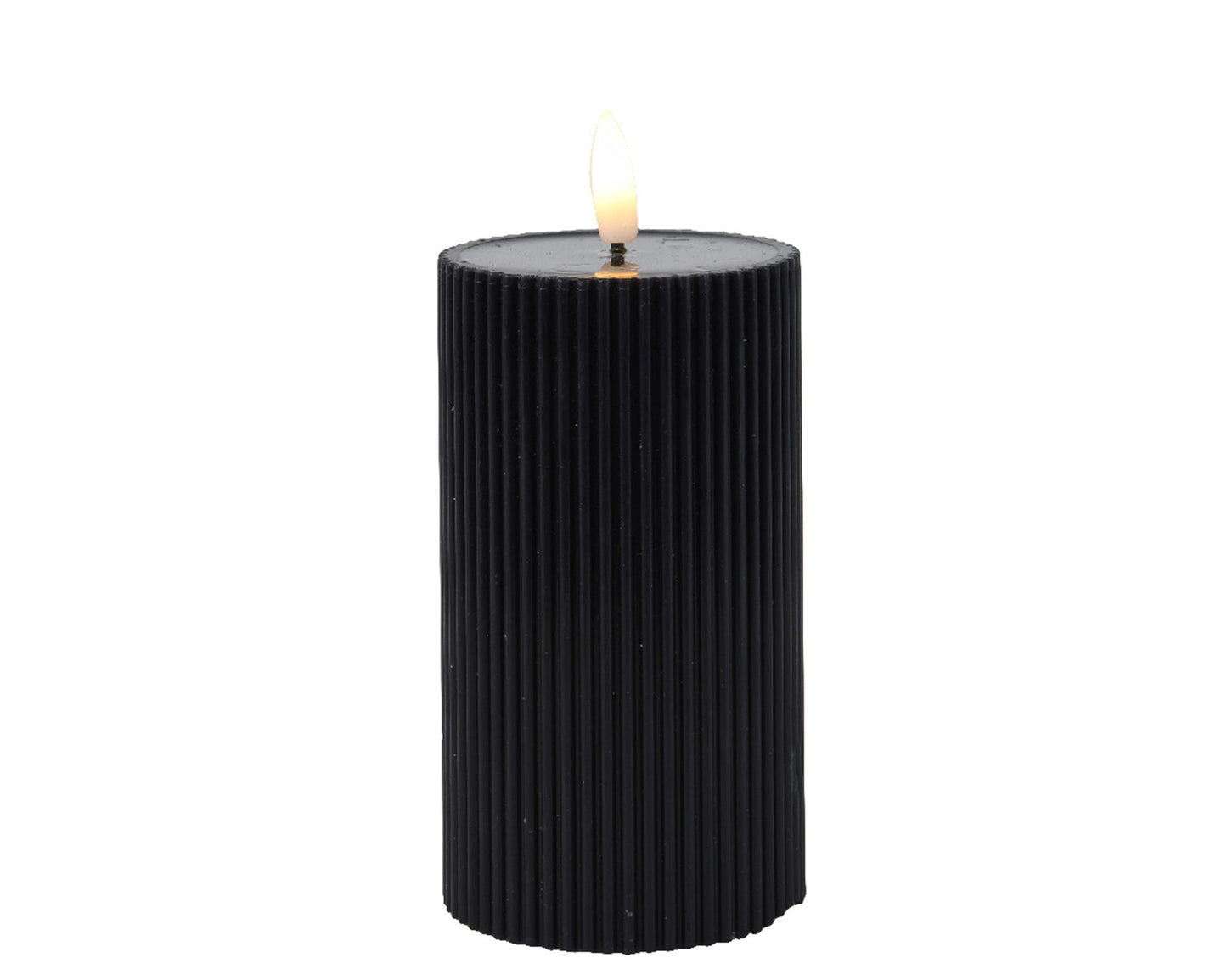 Bougie Lumineo LED flamme nervurée 15cm noir