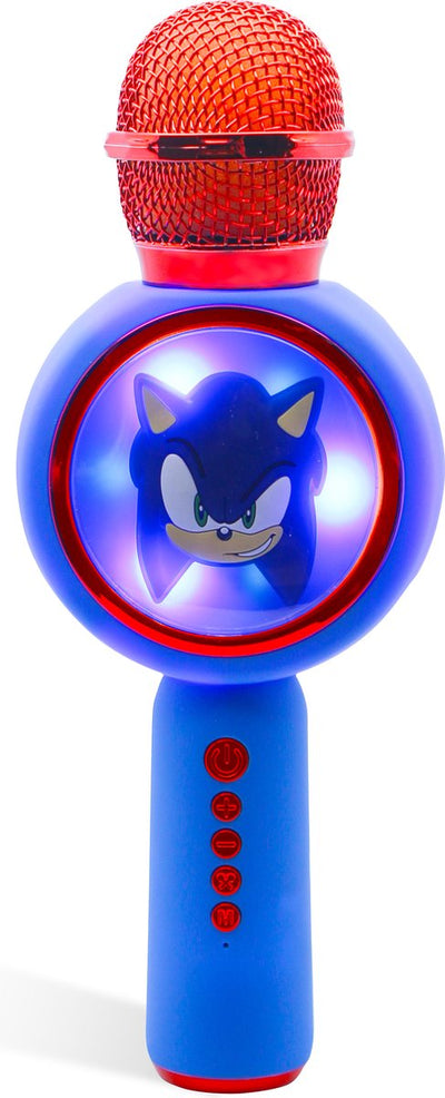 OTL Technologies Sonic the Hedgehog - microphone karaoké sans fil pour enfants - écran LED éclairé - haut-parleur - distorsion de la voix