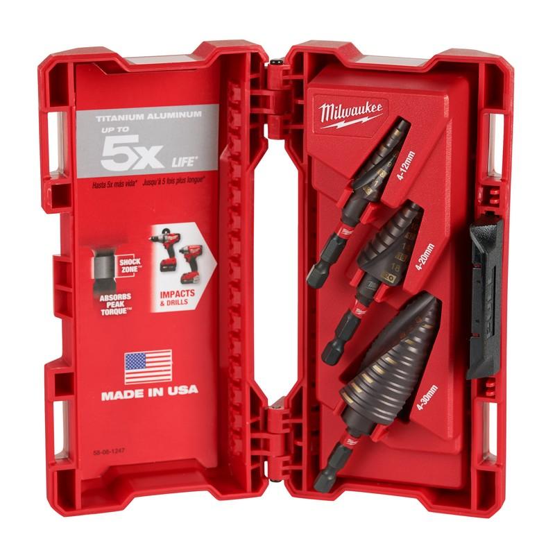 Milwaukee accessoires ensemble de forets étagés à ondes de choc-3pc - 48899266