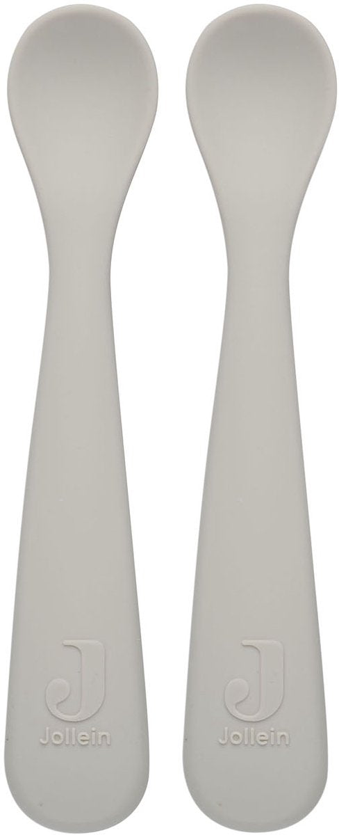 Jollein - cuillère (nougat) - silicone - cuillère bébé, vaisselle bébé - 2 pièces - 6-18 mois