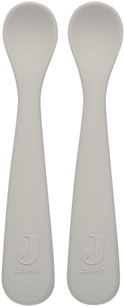 Jollein - cuillère (nougat) - silicone - cuillère bébé, vaisselle bébé - 2 pièces - 6-18 mois