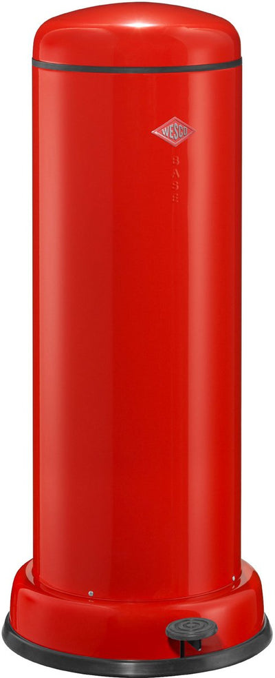 Wesco grande poubelle baseboy avec fermeture en douceur | 30 litres | métal - rouge | poubelle à pédale