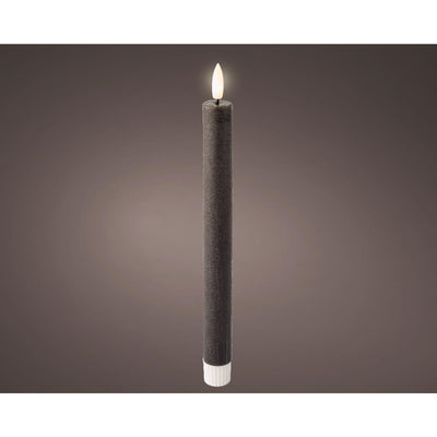 Lumineo LED set de bougies de table cire gris ø2,2xh24,5cm