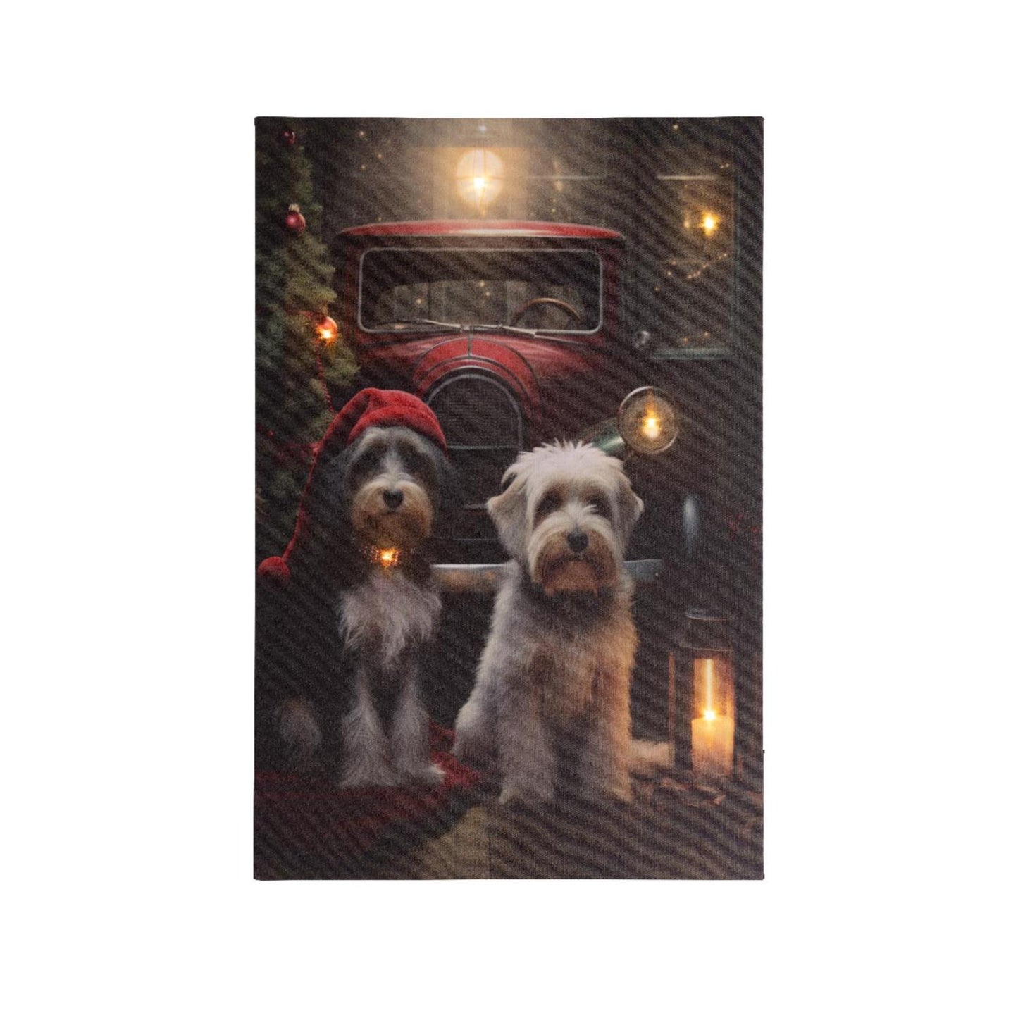 Lumineo Toile de Noël chiens LED 38x58cm