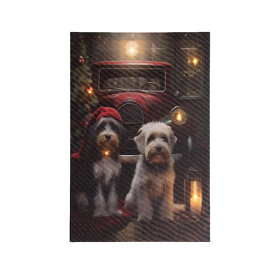 Lumineo Toile de Noël chiens LED 38x58cm
