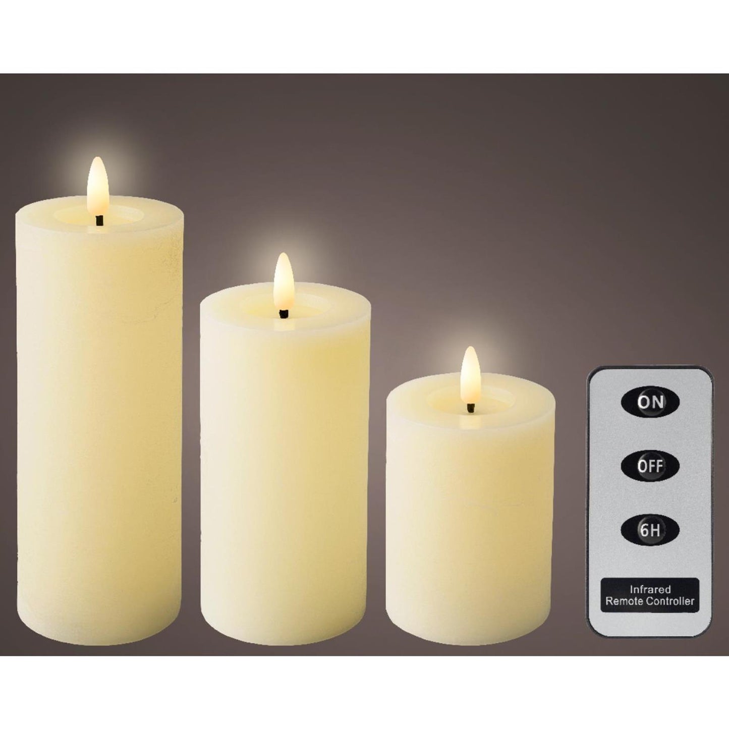 Lumineo LED set de bougies cire 3 pièces crème