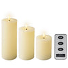 Lumineo LED set de bougies cire 3 pièces crème