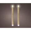 Coffret bougies dîner Lumineo LED cire or h24,5cm