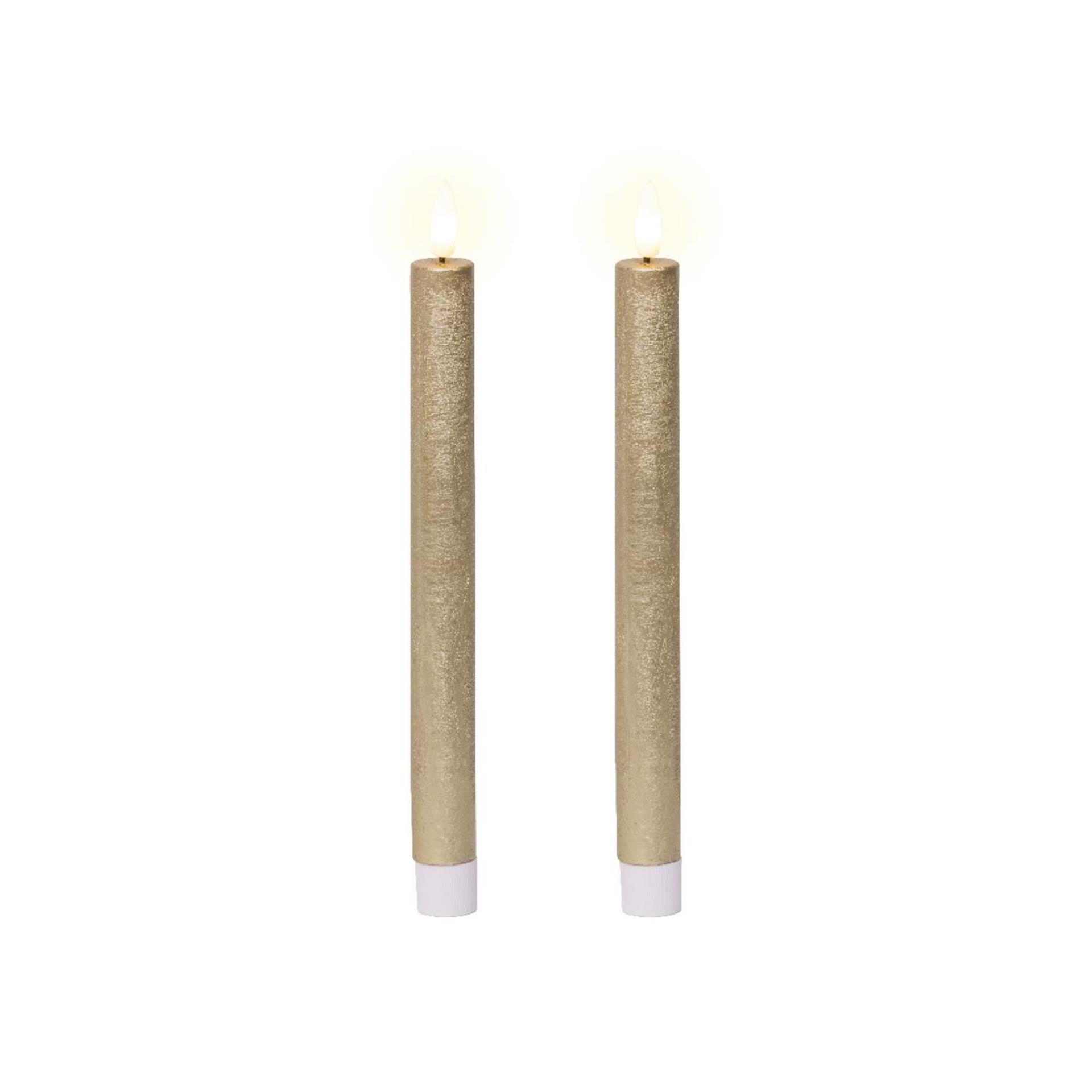 Coffret bougies dîner Lumineo LED cire or h24,5cm