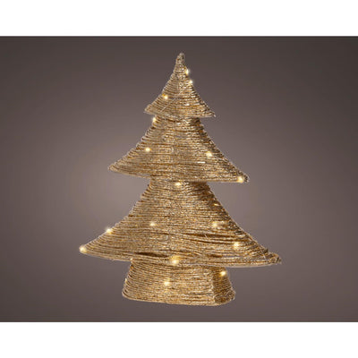 Lumineo Sapin de Noël doré LED 10x34x40cm