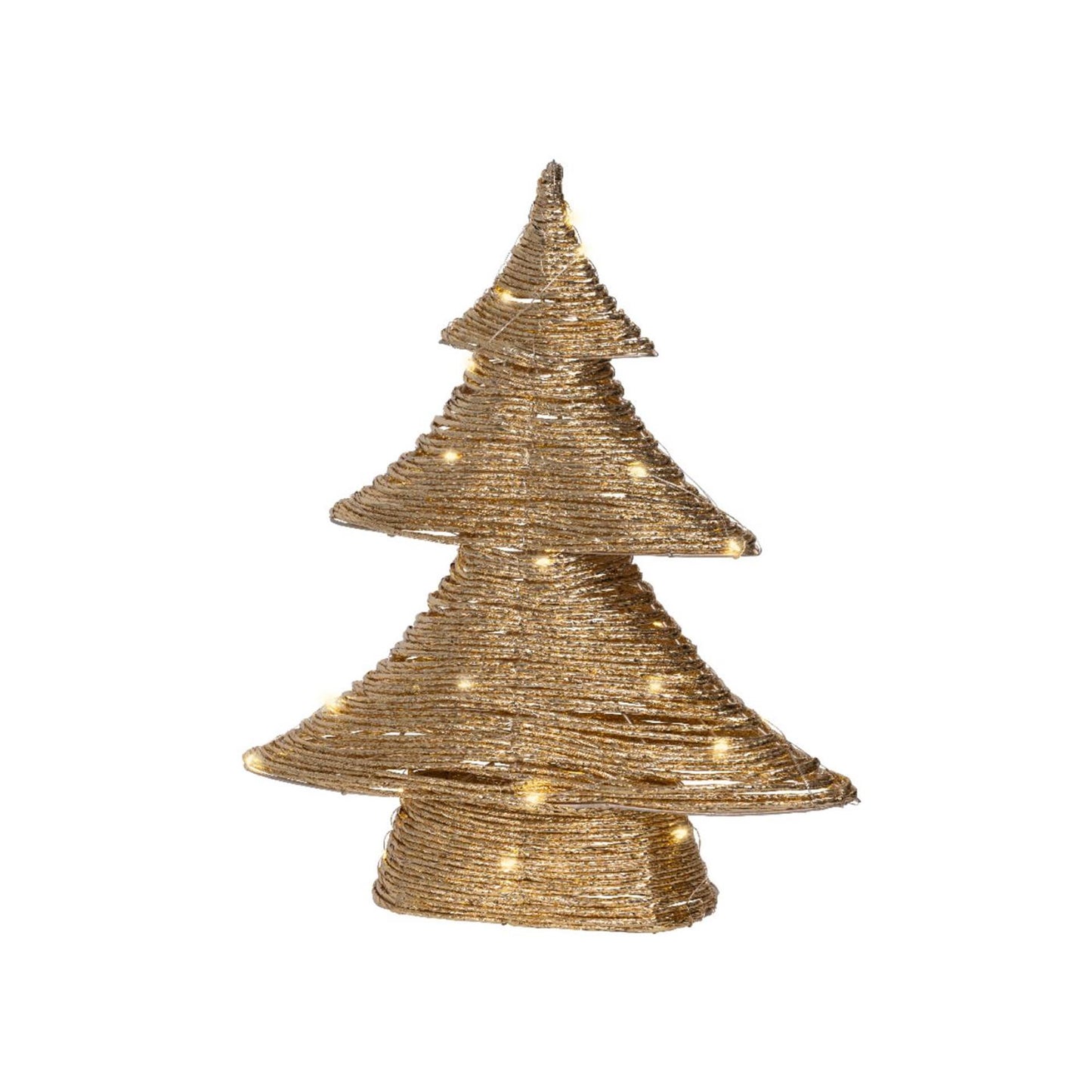 Lumineo Sapin de Noël doré LED 10x34x40cm