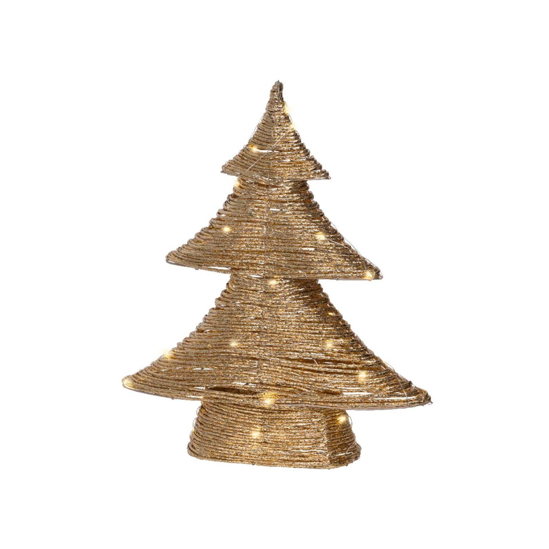 Lumineo Sapin de Noël doré LED 10x34x40cm