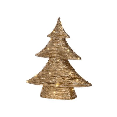 Lumineo Sapin de Noël doré LED 10x34x40cm