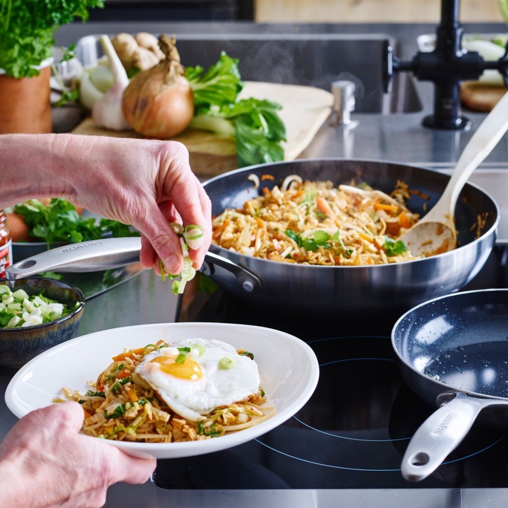 Greenpan genève wok poêle 28 cm inox noir