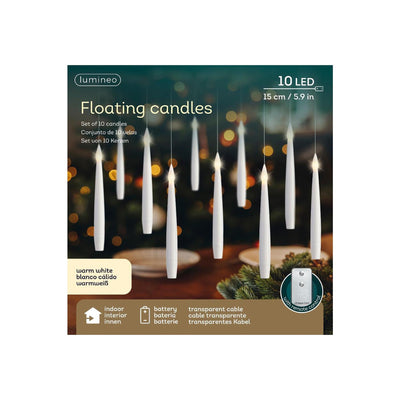 Ensemble de bougies LED Lumineo 10 pièces blanc ø1,5xh15cm