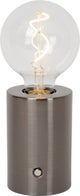 Lucide vivo - lampe de table rechargeable - batterie - ø 8 cm - LED dimmable - E27 - 1x1W 2700K - chrome noir mat