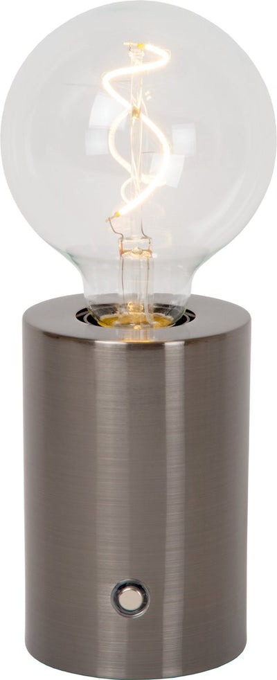 Lucide vivo - lampe de table rechargeable - batterie - ø 8 cm - LED dimmable - E27 - 1x1W 2700K - chrome noir mat